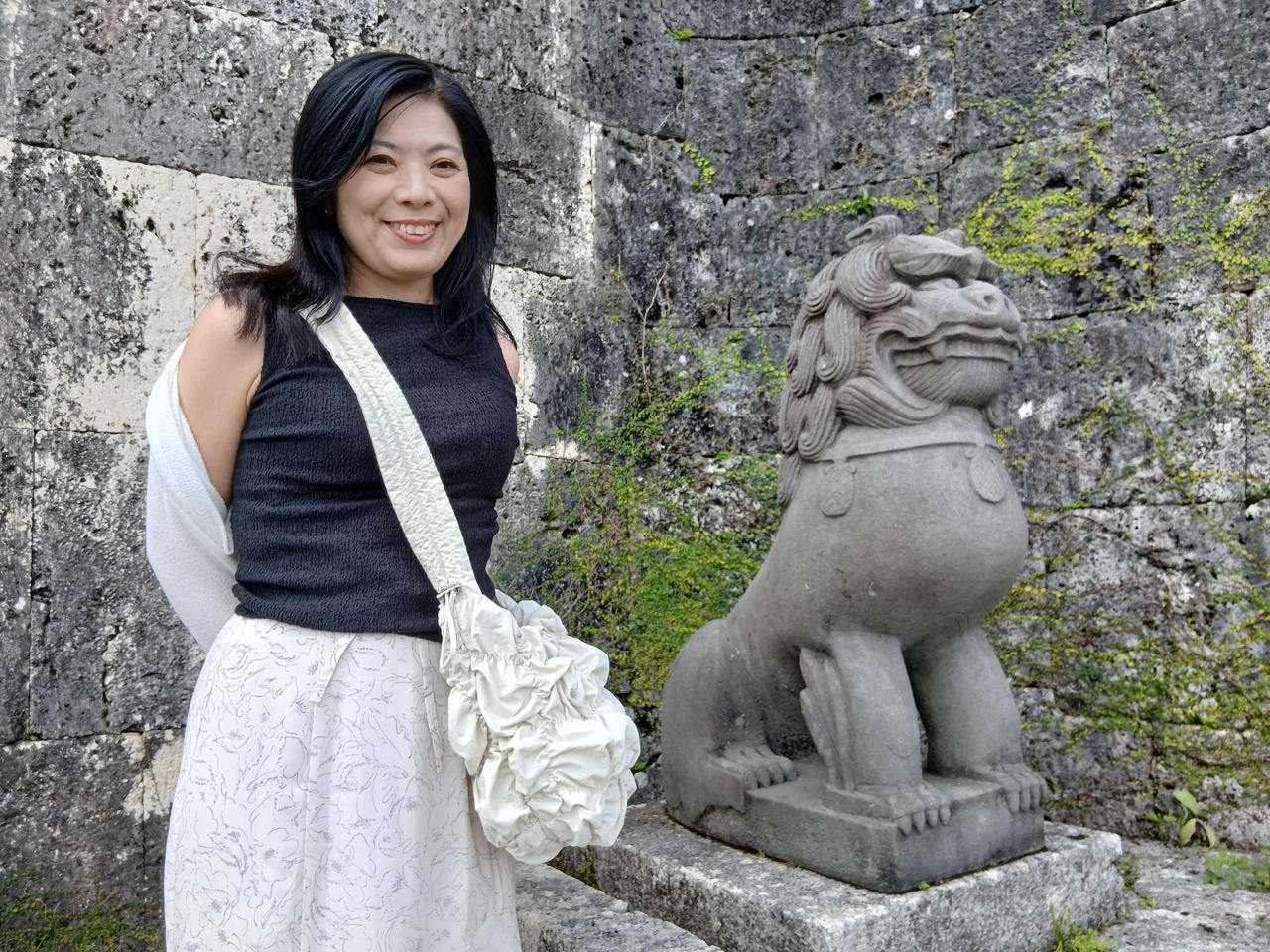城内を守るシーサー（石獅子）。沖縄の魔除けとして親しまれる