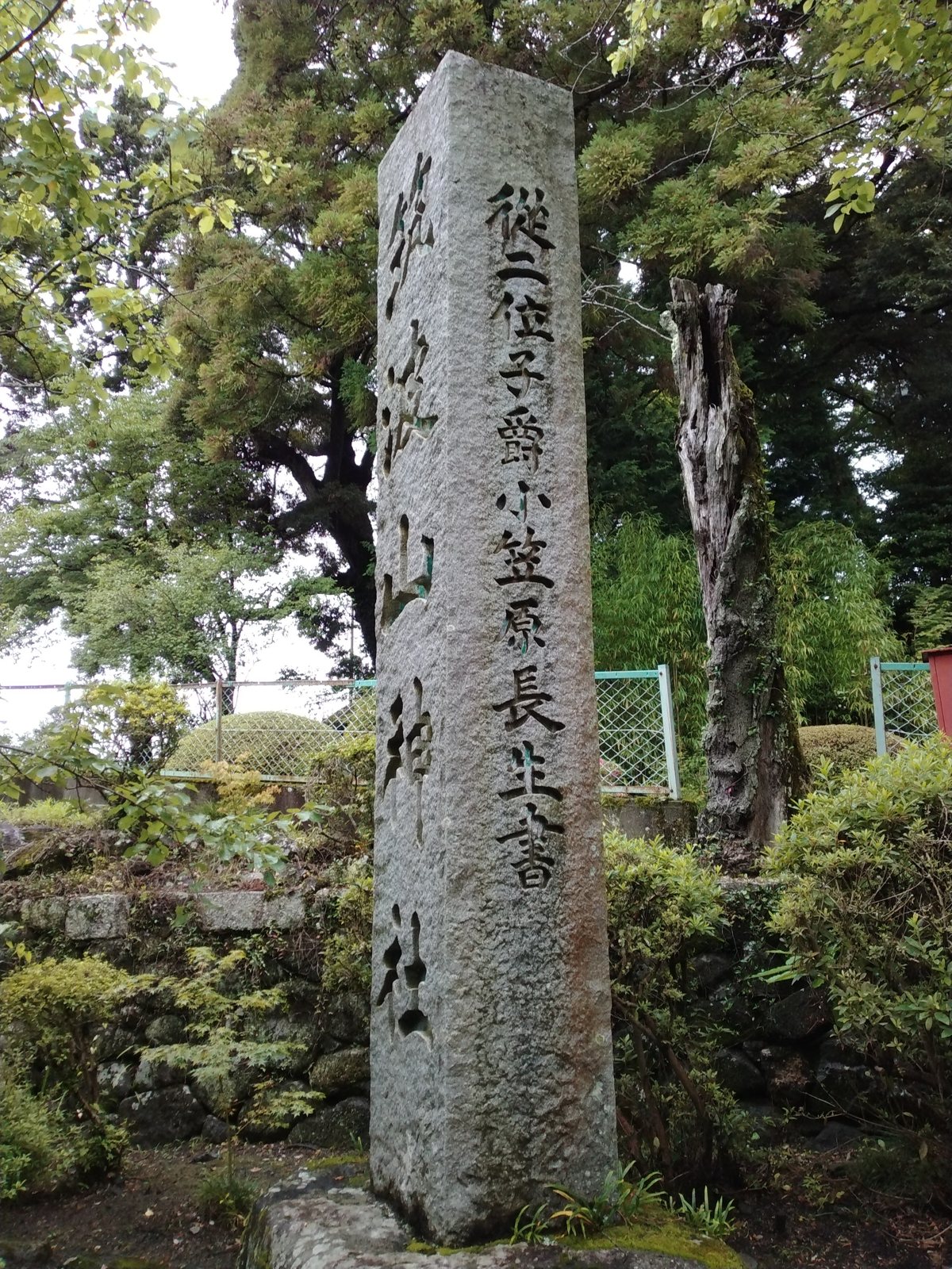 社号標「筑波山神社」。右側面に揮毫者の名が刻まれている