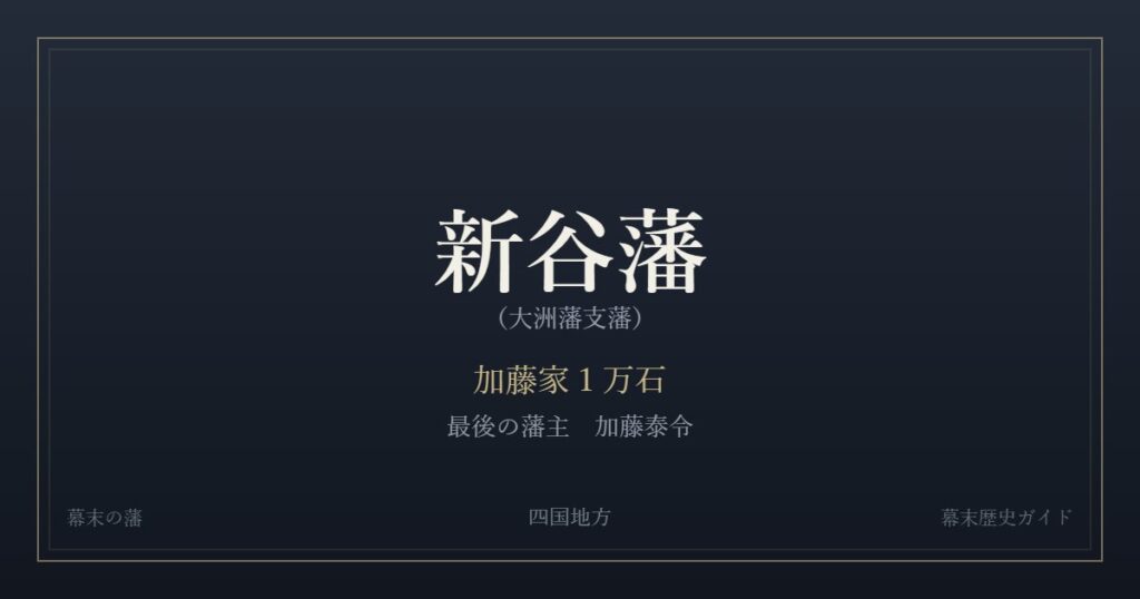 新谷藩（大洲藩支藩）　加藤家１万石　最後の藩主 加藤泰令