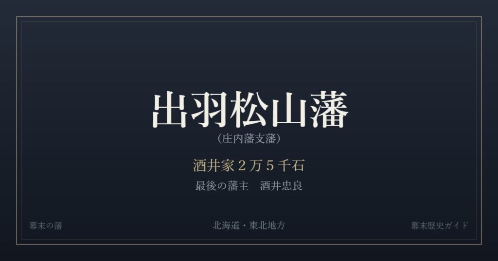 出羽松山藩（庄内藩支藩）　酒井家２万５千石　最後の藩主 酒井忠良