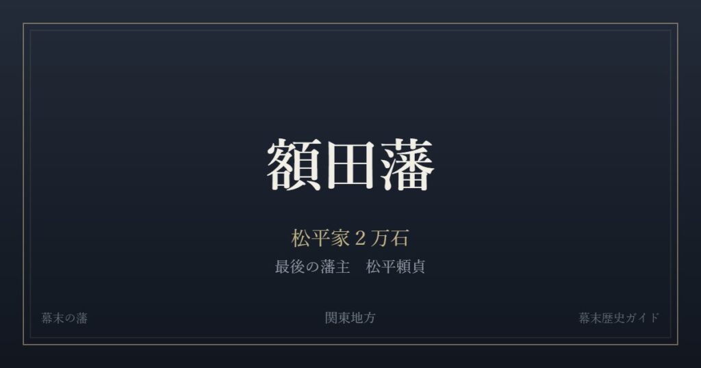 額田藩　松平家２万石　最後の藩主 松平頼貞