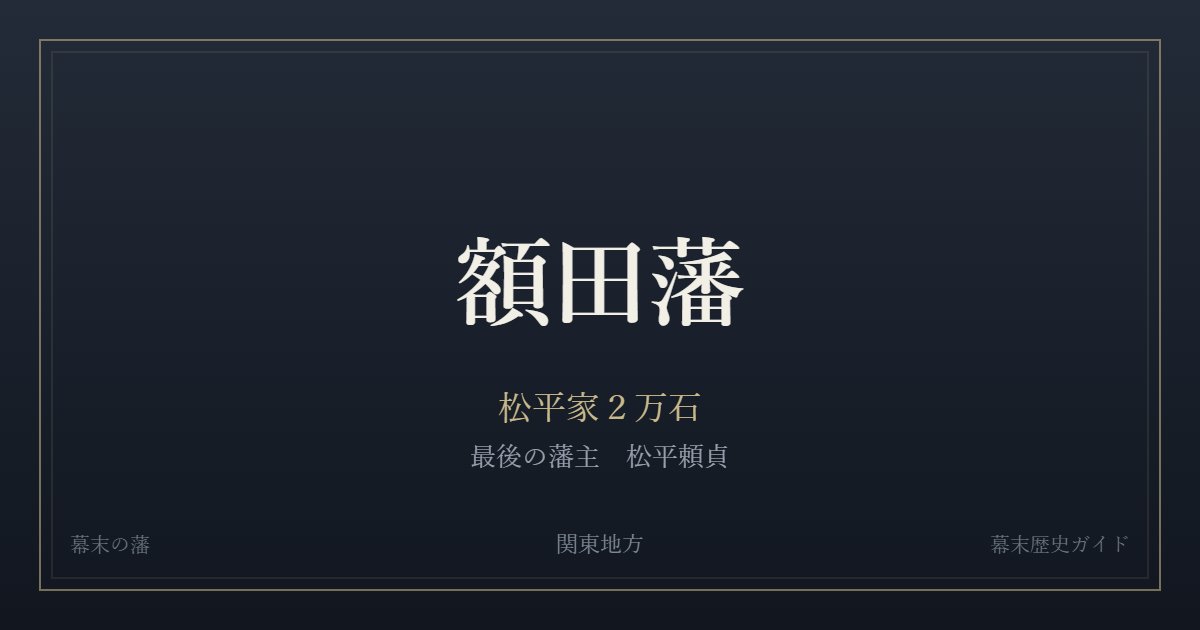 額田藩　松平家２万石　最後の藩主 松平頼貞