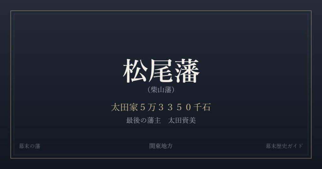 松尾藩（柴山藩）　太田家５万３３５０千石　最後の藩主 太田資美