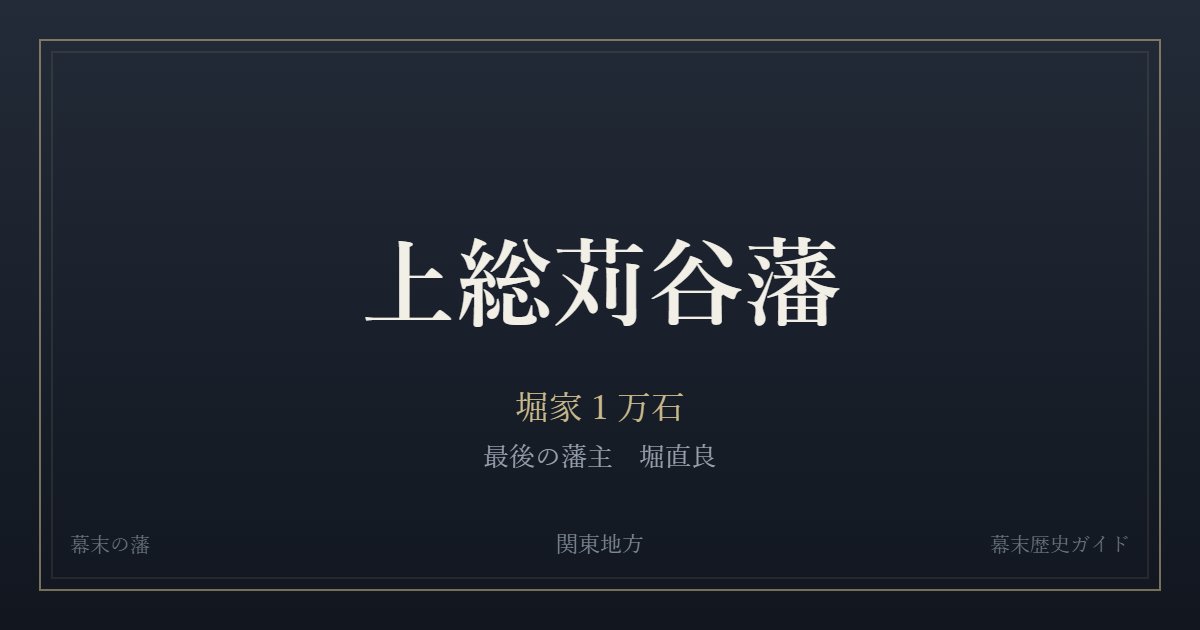 上総苅谷藩　堀家１万石　最後の藩主 堀直良