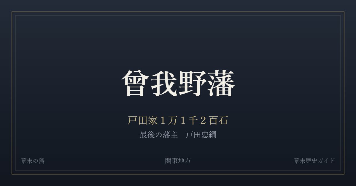 曾我野藩　戸田家１万１千２百石　最後の藩主 戸田忠綱
