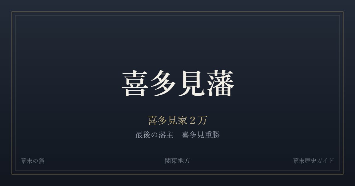 喜多見藩　喜多見家２万　最後の藩主 喜多見重勝