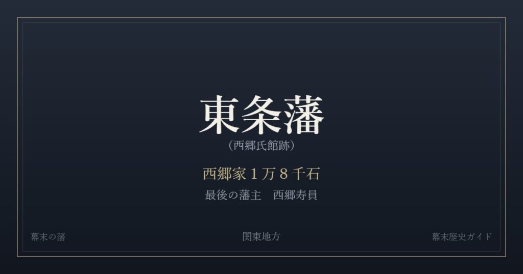 東条藩（西郷氏館跡）　西郷家１万８千石　最後の藩主 西郷寿員