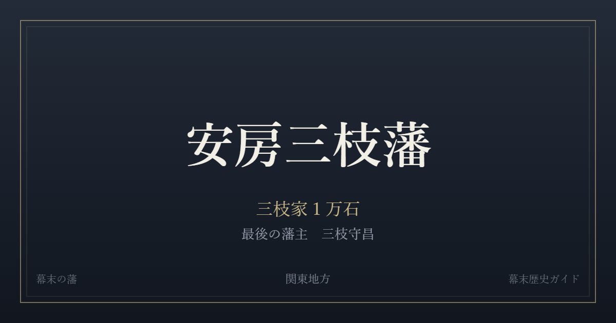安房三枝藩 三枝家1万石 最後の藩主 三枝守昌