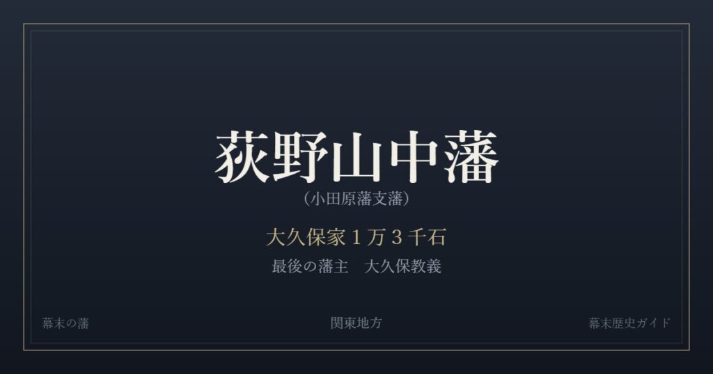 荻野山中藩（小田原藩支藩）　大久保家１万３千石　最後の藩主 大久保教義