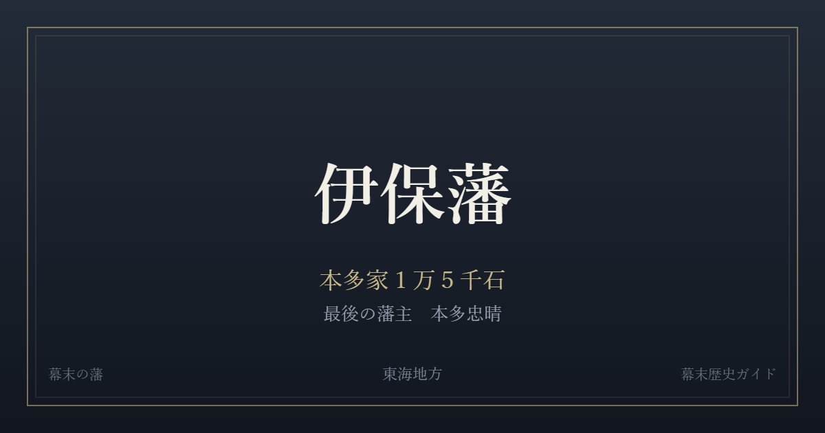 伊保藩 本多家1万5千石 最後の藩主 本多忠晴
