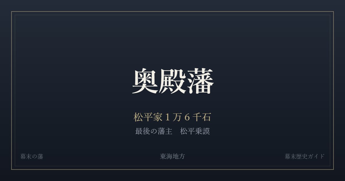 奥殿藩　松平家１万６千石　最後の藩主 松平乗謨