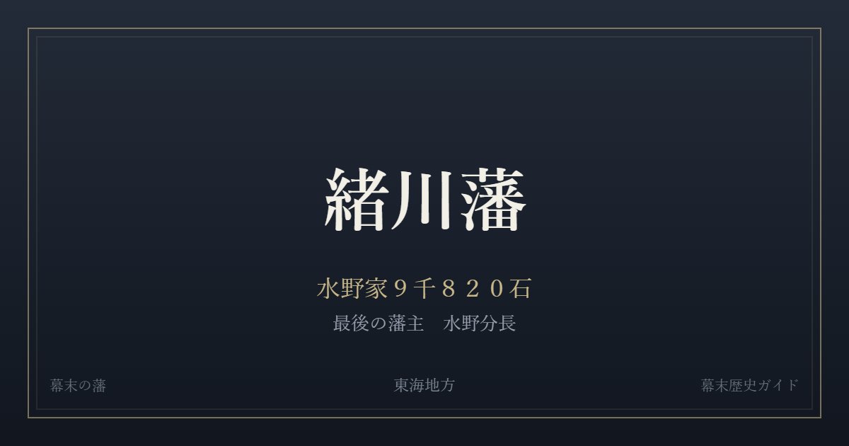 緒川藩　水野家９千８２０石　最後の藩主 水野分長
