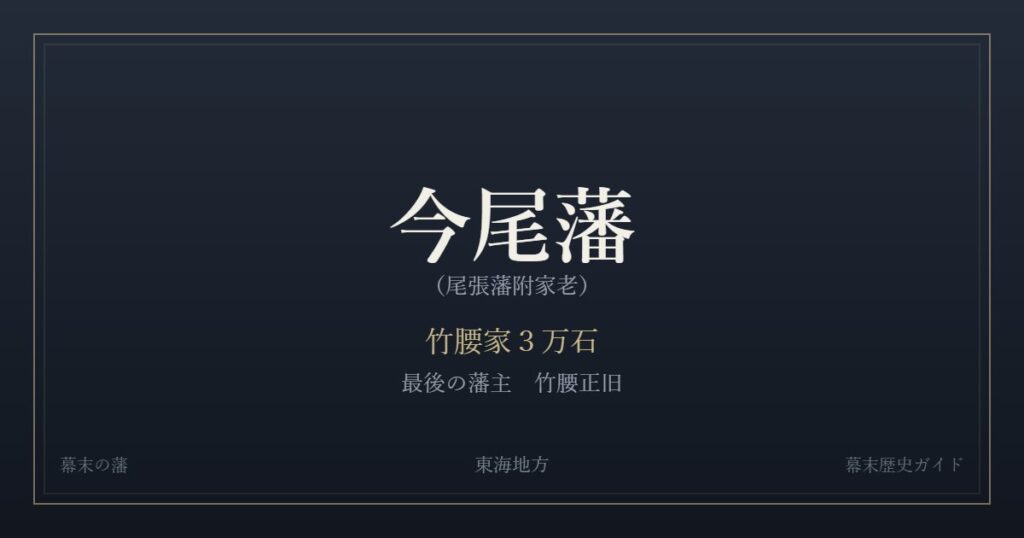 今尾藩（尾張藩附家老）　竹腰家３万石　最後の藩主 竹腰正旧