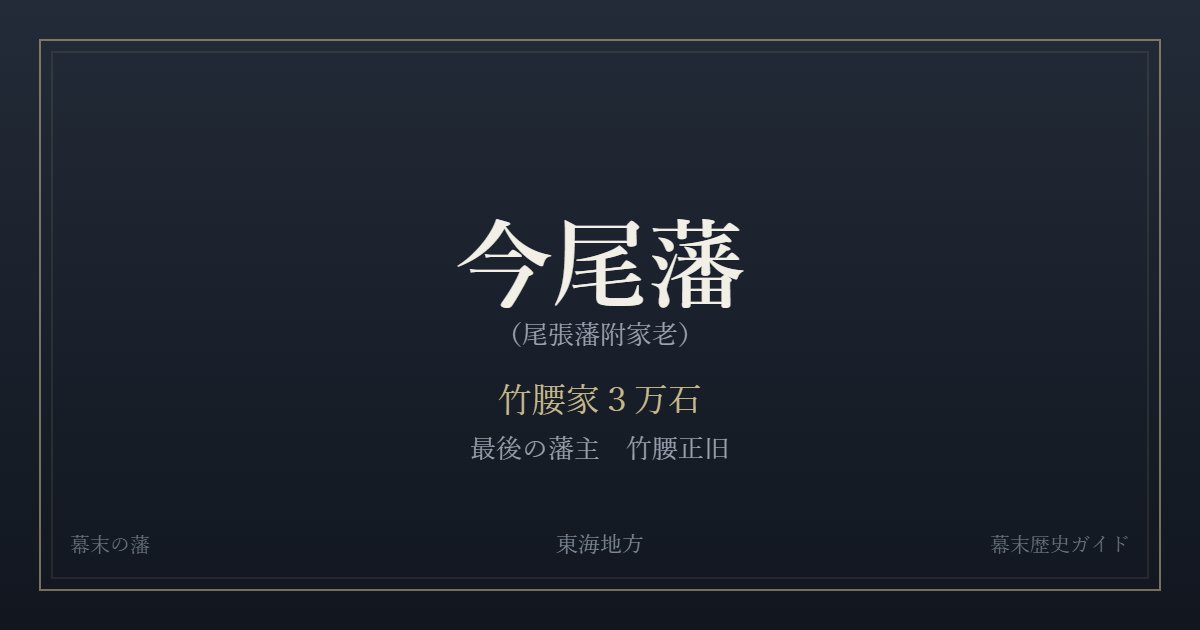 今尾藩（尾張藩附家老）　竹腰家３万石　最後の藩主 竹腰正旧