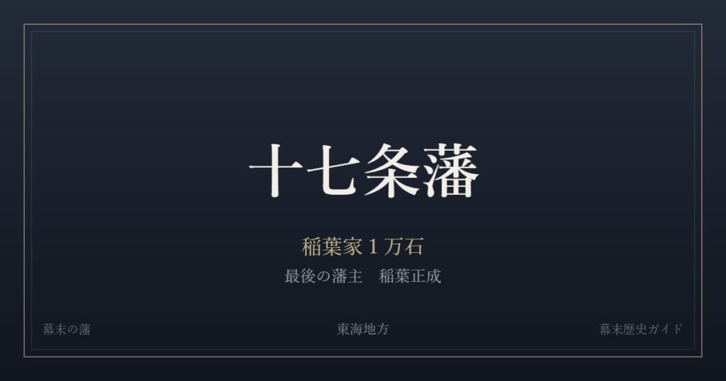 十七条藩　稲葉家１万石　最後の藩主 稲葉正成