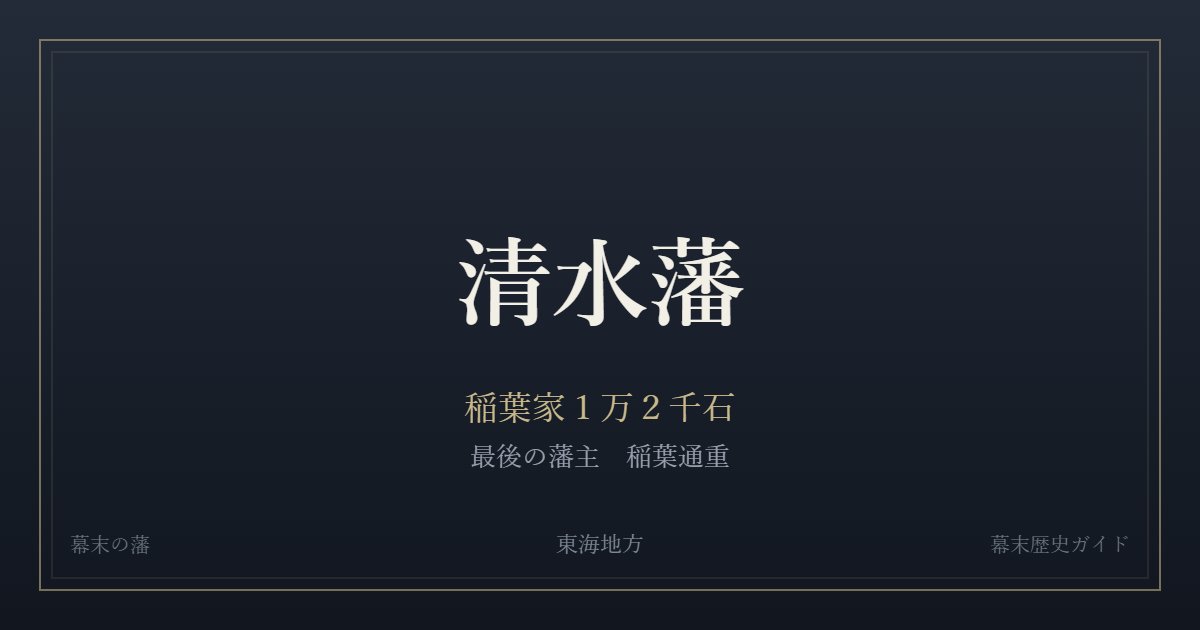 清水藩　稲葉家１万２千石　最後の藩主 稲葉通重