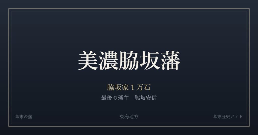 美濃脇坂藩　脇坂家１万石　最後の藩主 脇坂安信