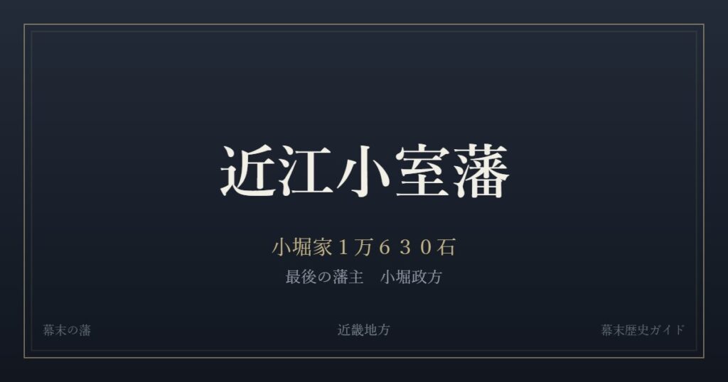 近江小室藩　小堀家１万６３０石　最後の藩主 小堀政方