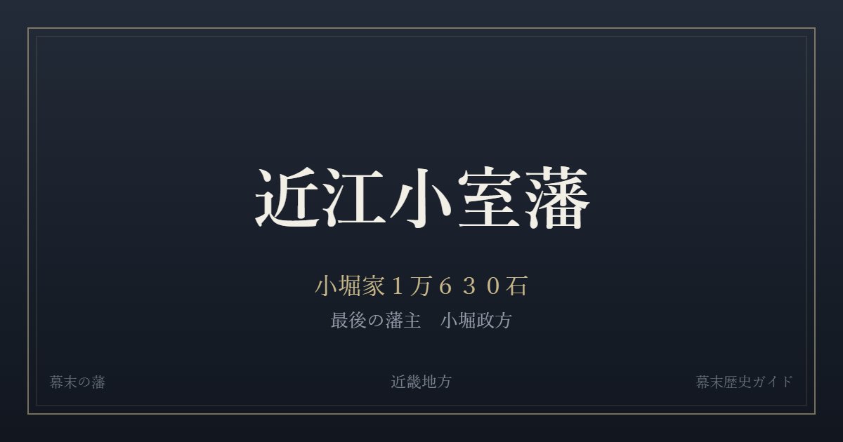 近江小室藩 小堀家1万630石 最後の藩主 小堀政方