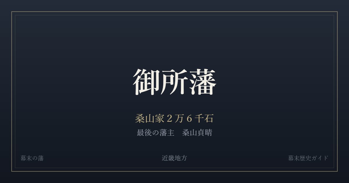 御所藩　桑山家２万６千石　最後の藩主 桑山貞晴