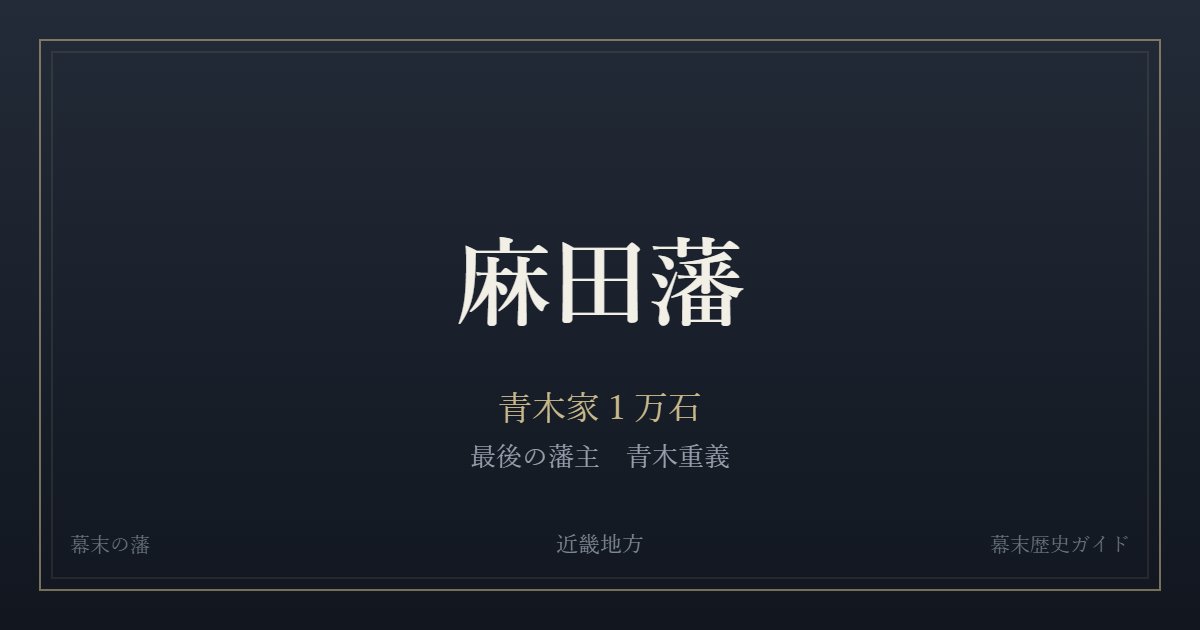 麻田藩　青木家１万石　最後の藩主 青木重義