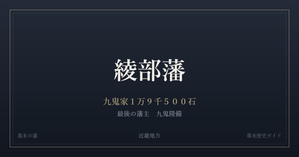 綾部藩　九鬼家１万９千５００石　最後の藩主 九鬼隆備