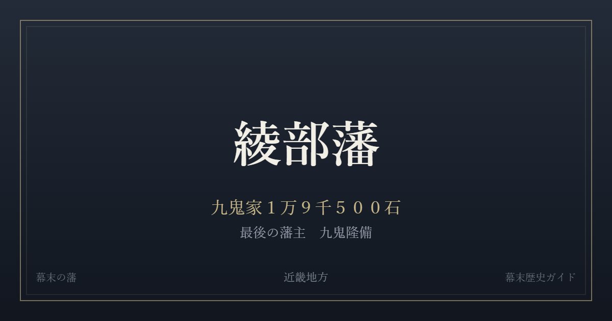 綾部藩 九鬼家1万9千500石 最後の藩主 九鬼隆備