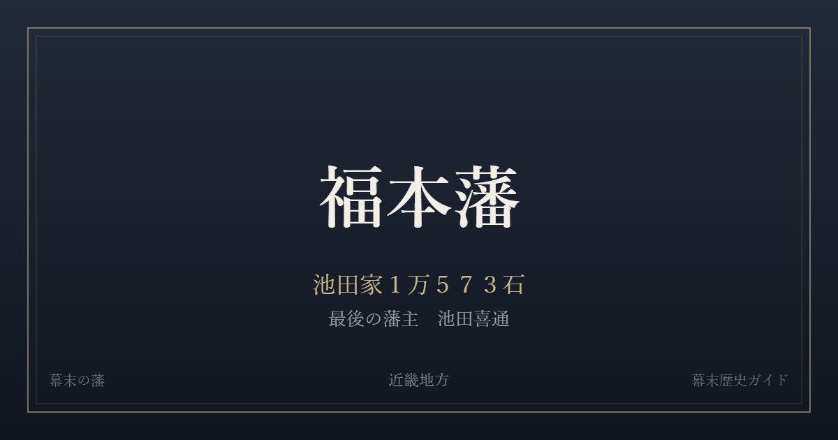 福本藩　池田家１万５７３石　最後の藩主 池田喜通