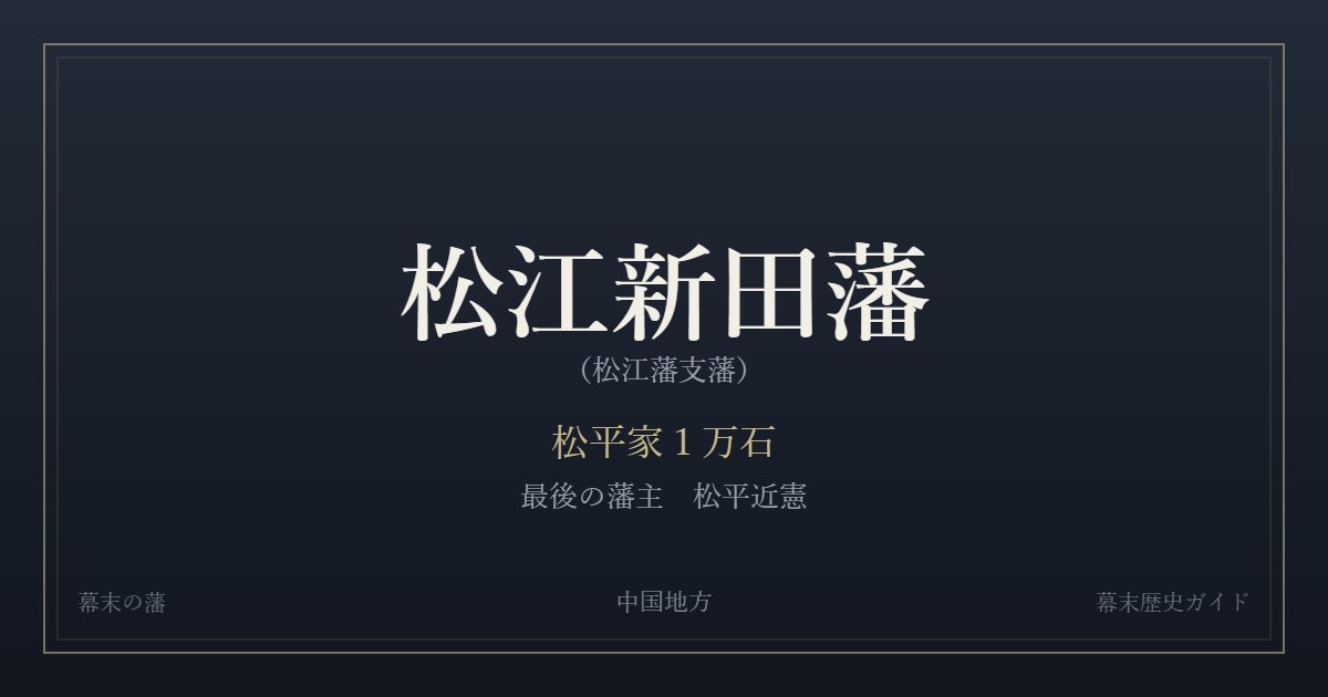 松江新田藩（松江藩支藩）　松平家１万石　最後の藩主 松平近憲