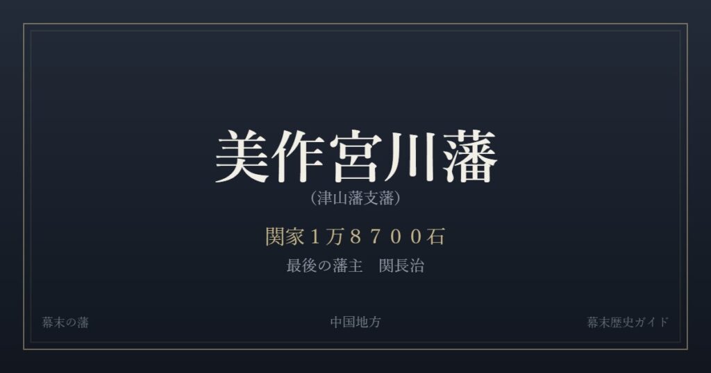 美作宮川藩（津山藩支藩）　関家１万８７００石　最後の藩主 関長治