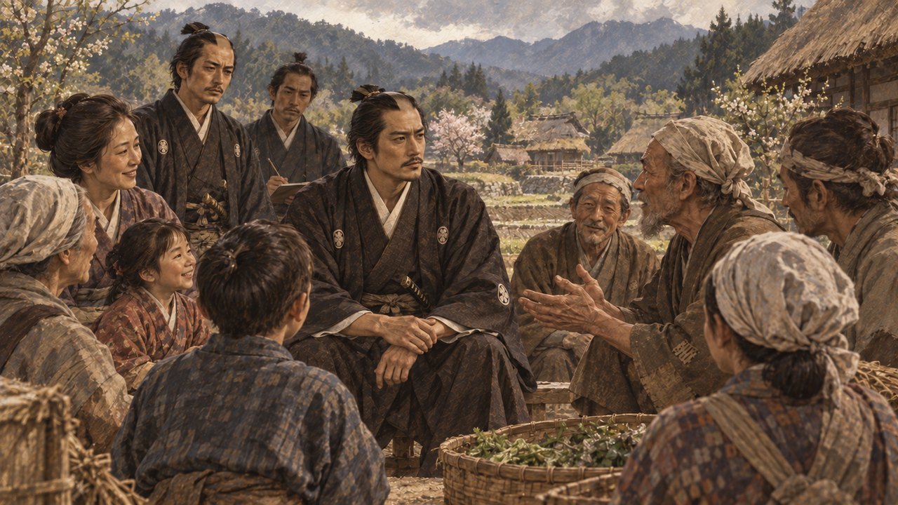 権田村で、村人たちと向きあう小栗忠順