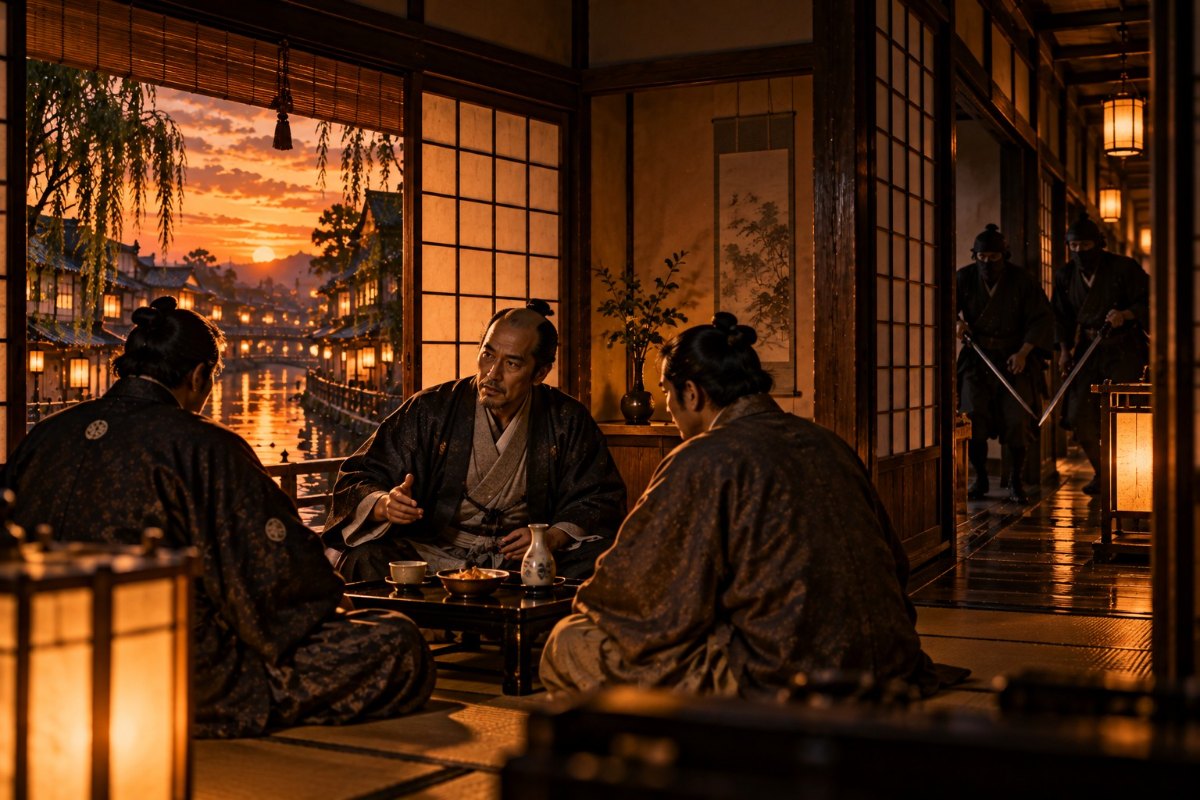 京都三条木屋町の旅宿、大村益次郎遭難（イメージイラスト）