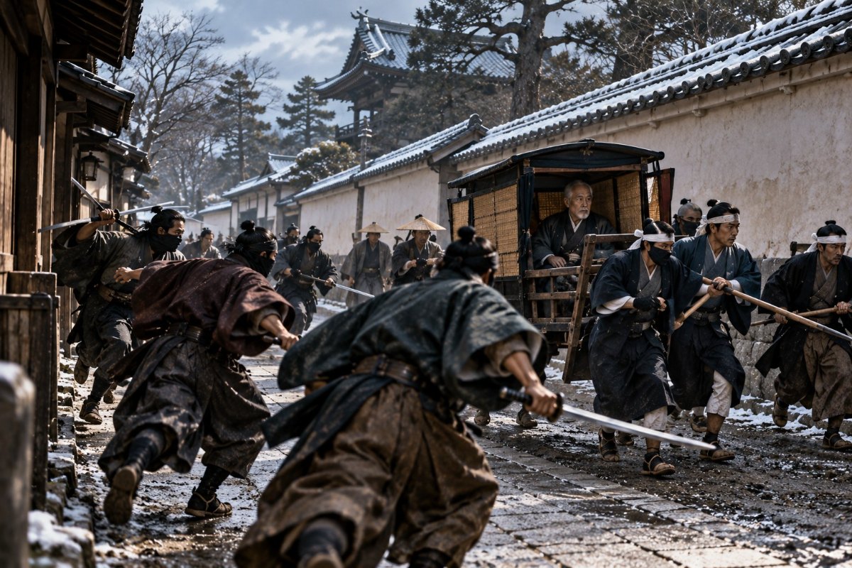 京都・寺町通、横井小楠の駕籠を襲う刺客たち