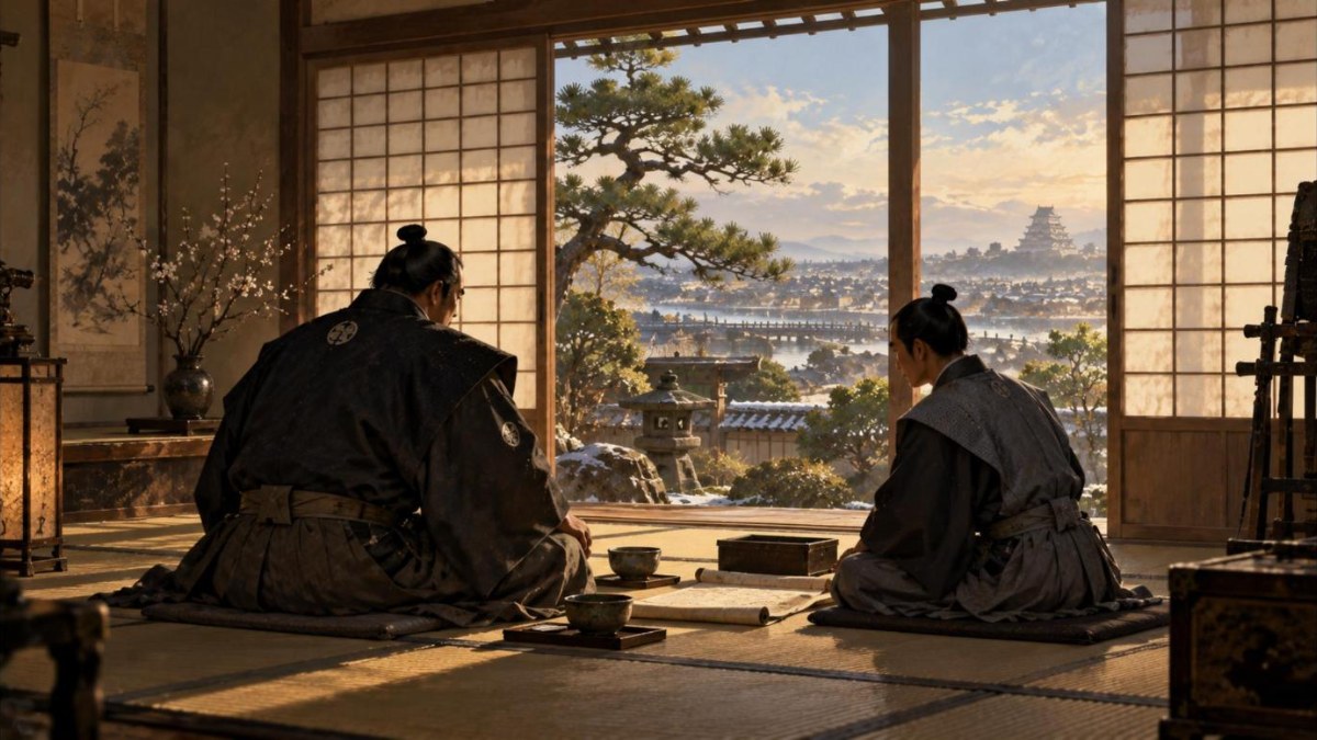 江戸の薩摩藩邸で向かい合う二人の武士の会談（イメージ）