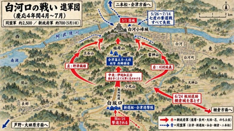 幕末合戦特集(白河口の戦いの進軍図)