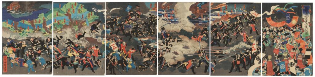 鳥羽伏見の戦いを描いた1868年の錦絵